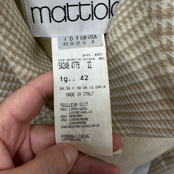 Gai Mattiolo Made in Italy Wool Angora Cashmere Blazer Jacket Women’s Size 8 - Picture 6 of 6